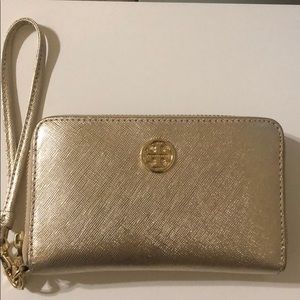 Authentic Tory Burch gold wristlet